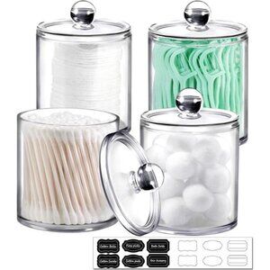 Plastic Acrylic Bathroom Vanity Countertop Canister Jars with Storage Lid